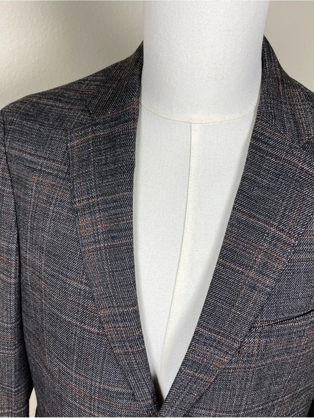 Joseph Abboud Heritage Men’s 42R Blazer Gray Brown Plaid Stretch 2 Button